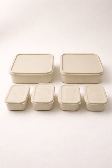Hermia Juego de cajas de almacenamiento BU0054, 6 piezas, Crema Hermia Juego de cajas de almacenamiento BU0054, 6 piezas, Crema